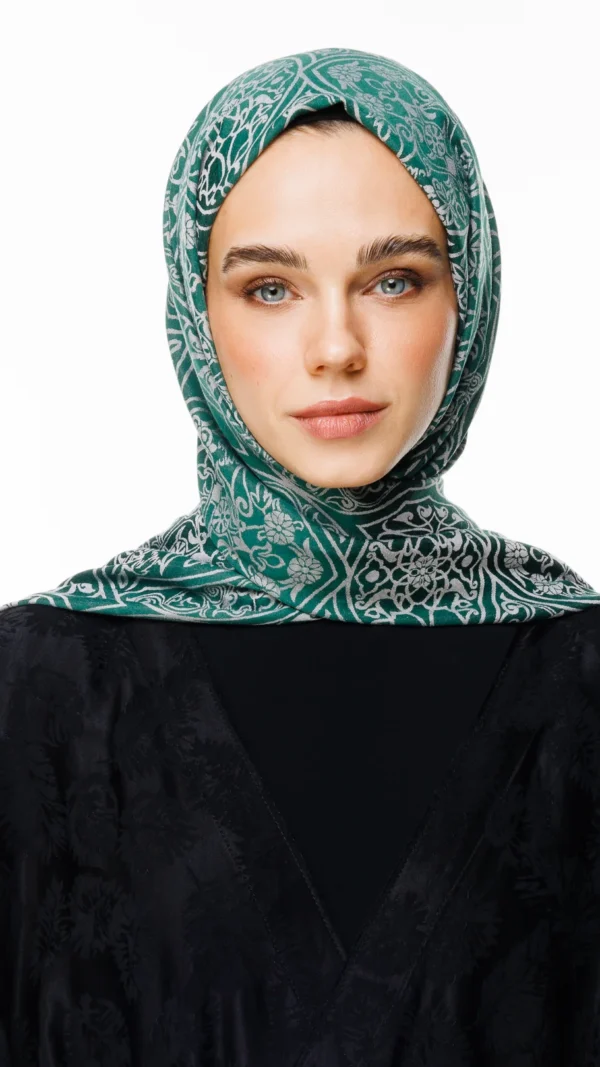 Morocco Desen Çift Taraflı Şal Zümrüt-Pembe