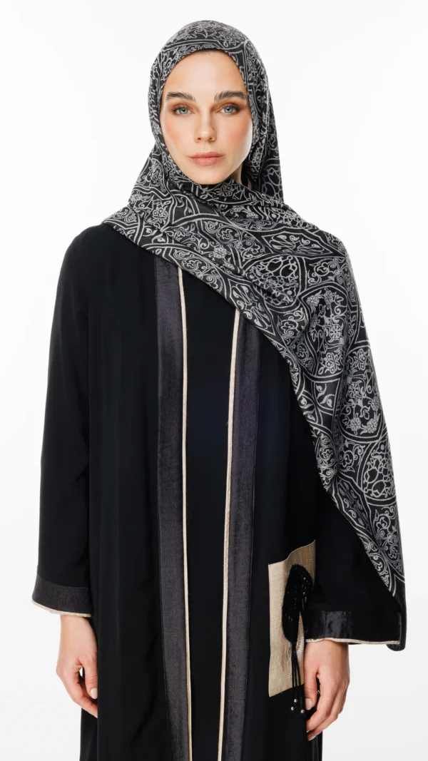 031a0305 Morocco Desen Çift Taraflı Şal Siyah-Siyah